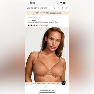 Victoria’s Secret- Angelight Full-Coverage Spacer Bra 36DDD